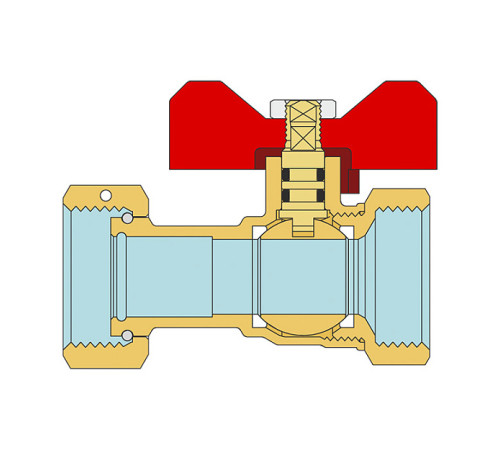 Кран шаровой Tiemme 1 НГ х 3/4 ВР бабочка 2260021
