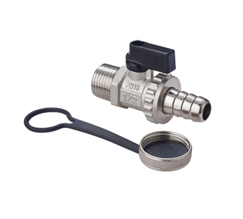 Кран шаровой дренажный HOGART Premium 1/2 Н-штуцер PN 16 ручка-флажок HOGBV83504