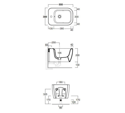 Биде подвесное Simas Henges 38х55 см 1 отверстие белый матовый HE19bi matt