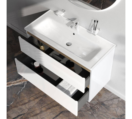 Тумба под раковину подвесная AM.PM X-Joy 100 см 2 ящика белый глянец M85AFHX1002WG