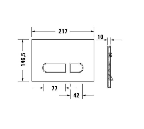 Клавиша смыва для унитаза Duravit DuraSystem A1 217х146 мм двойной смыв хром WD5001021000