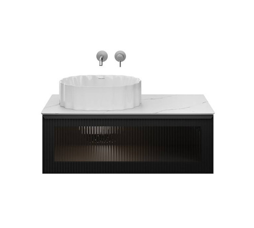 Тумба подвесная Kerama Marazzi ICONICO 100 см 1 ящик с рифленым стеклом черный IC.100.1\BLK / CO3.SG50008220R\100