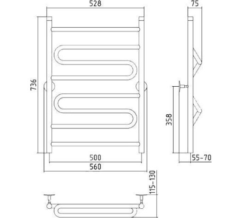 Полотенцесушитель водяной Стилье Универсал-51 56x73.6 см 00651-8050