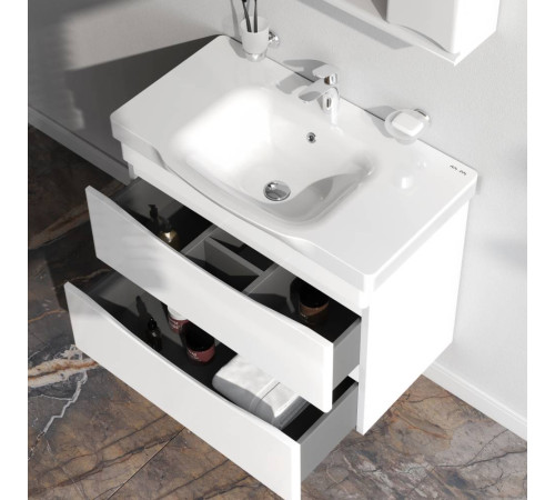 Тумба под раковину подвесная AM.PM Like 80 см 2 ящика белый глянец M80FHX0802WG