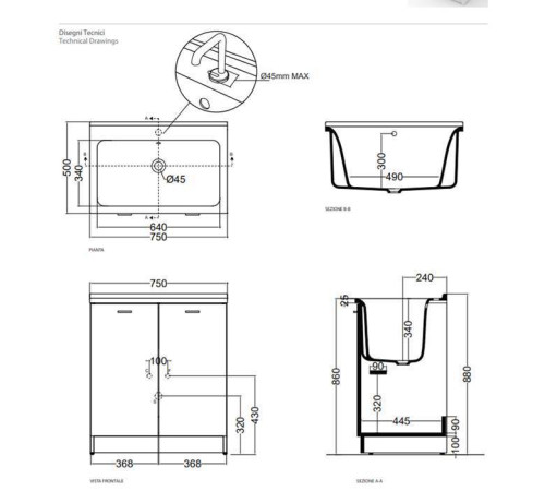 Раковина Kerasan Aquadom 75х50 см без отверстия белый 029301.0