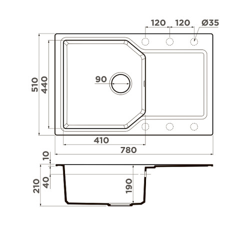 Кухонная мойка Omoikiri Yonaka 78-PA Artgranit 78 x 51 см пастила 4993704