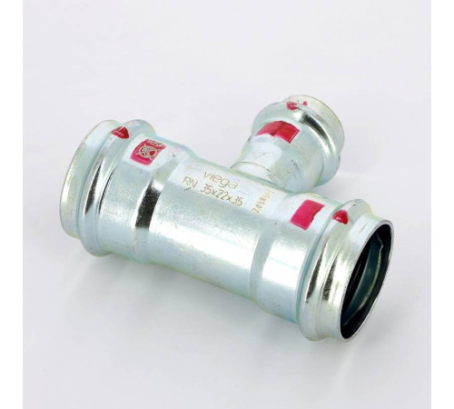 Тройник пресс Viega Prestabo оцинкованная сталь 35х22х35 мм 558765