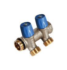Коллектор с вентилями Henco VBS 3/4х3/4 EK 2 выхода синий VBS050502-BL