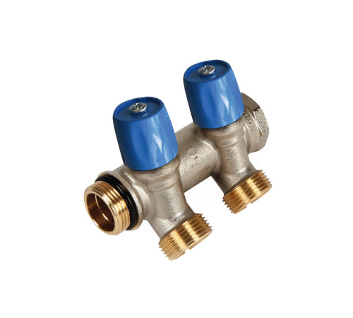 Коллектор с вентилями Henco VBS 3/4х3/4 EK 2 выхода синий VBS050502-BL
