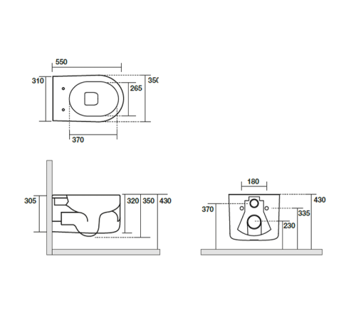 Унитаз безободковый подвесной Kerasan Nolita 55х35 см Tornado с креплениями WB9N серый матовый 531589