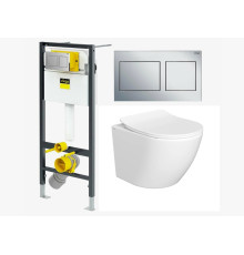 Комплект унитаз подвесной AQUAme 2002PRO Tornado и инсталляция Viega Prevista Dry AQM2002596PRO