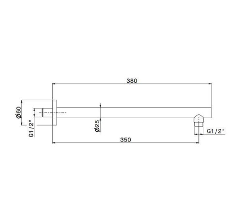 Кронштейн для верхнего душа Newform X-STEEL 316 настенный 350 мм G1/2 цвет INOX 29390X.50.050