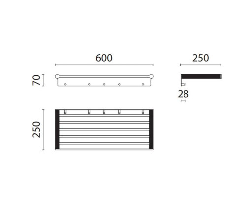 Полка для полотенец подвесная Oasis Defile 60 см хром 0AGD007CR