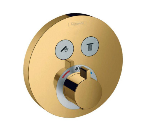 Термостат для душа Hansgrohe ShowerSelect на 2 потребителя полированное золото 15743990