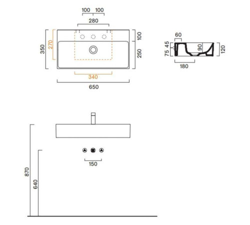 Раковина подвесная Catalano Premium 65x35 см без отверстия белый глянцевый 0220650001