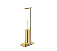 Стойка напольная Colombo Design Square с держателем бумаги и ершиком PVD золото B9907.OM