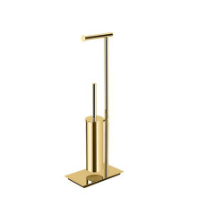 Стойка напольная Colombo Design Square с держателем бумаги и ершиком PVD золото B9907.OM