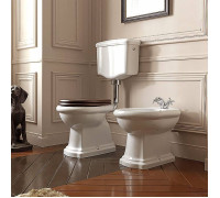 Унитаз приставной Kerasan Retro 72х38.5 см с низким бачком слив в пол белый/хром 101001/751390/760390/108201/757190