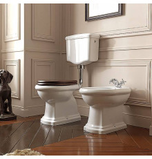 Унитаз приставной Kerasan Retro 72х38.5 см с низким бачком слив в пол белый/хром 101001/751390/760390/108201/757190