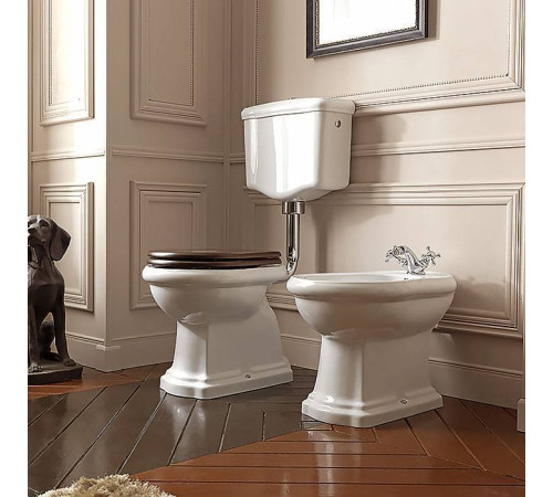 Унитаз приставной Kerasan Retro 72х38.5 см с низким бачком слив в пол белый/хром 101001/751390/760390/108201/757190