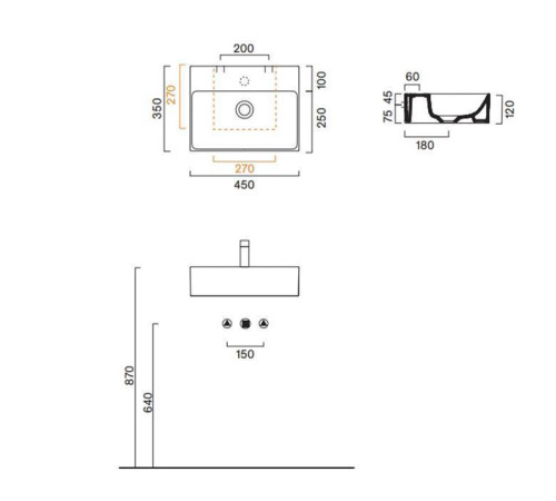 Раковина Catalano Premium 45x35 см без отверстия белый глянцевый 0220450001