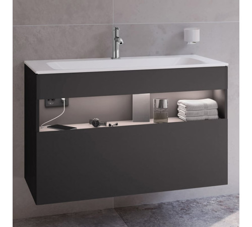 Тумба под раковину KEUCO STAGELINE с освещением 1000x490x625 мм 1 ящик с сифоном вулканит 32872 970100