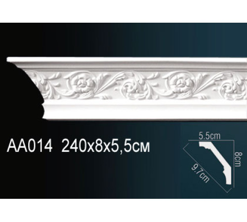 Карниз потолочный Perfect AA014 полиуретановый с орнаментом 80x55x2400 мм AA014