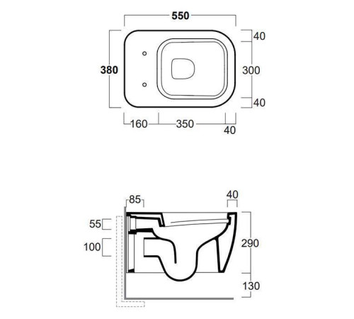 Унитаз подвесной Simas Henges безободковый 38х55 см белый HE18bi