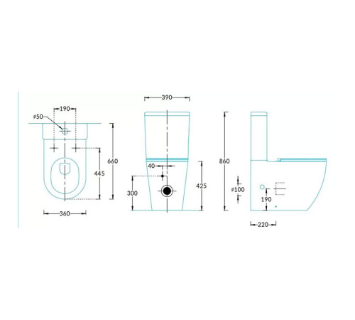 Унитаз-моноблок Catalano Sfera 66х36 см безободковый белый глянцевый SF.wc.01