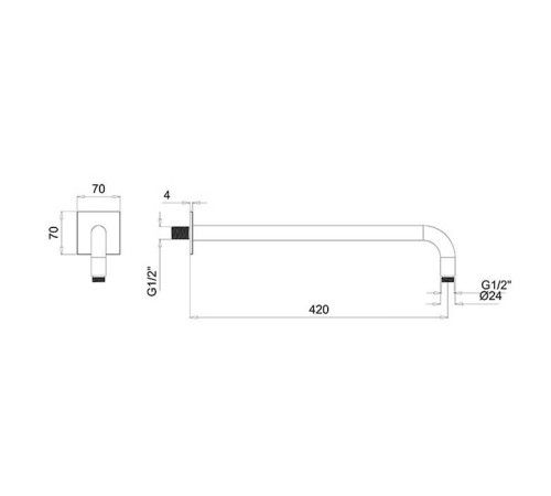 Кронштейн для верхнего душа Almar Arms настенный 42 см хром E021116.CR