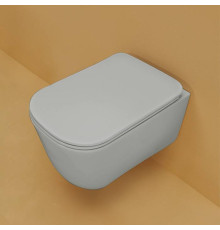 Унитаз подвесной Kerasan Tribeca 55 см безободковый с сиденьем микролифт серый матовый 511459