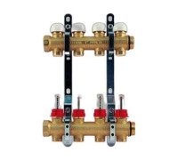 Коллектор распределительный Tiemme FLOOR 1 латунный 5 выходов 3/4 x 18 Евроконус с расходомерами 3850016