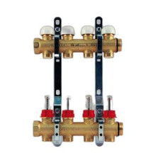 Коллектор распределительный Tiemme FLOOR 1 латунный 5 выходов 3/4 x 18 Евроконус с расходомерами 3850016