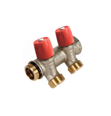 Коллектор с вентилями Henco VBS 3/4х3/4 EK 2 выхода красный VBS050502-RO