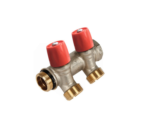 Коллектор с вентилями Henco VBS 3/4х3/4 EK 2 выхода красный VBS050502-RO