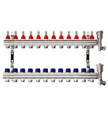 Комплект коллекторов Ридан FHF-12RF set 12 контуров с расходомерами, кронштейнами и воздухоотводчиками 088U0732R