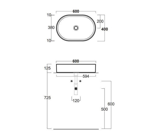 Раковина накладная овальная Simas Folio 60х40х13 см без отверстия белая FO02bi