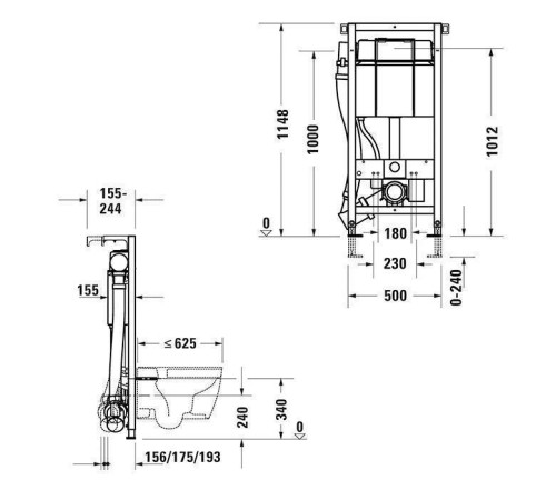Инсталляция для подвесного унитаза Duravit DuraSystem 1148х500 мм нейтрализация запаха WD1014000000