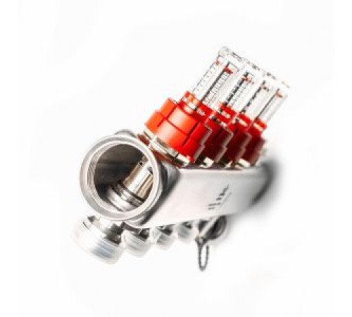 Коллекторный блок из нержавеющей стали Gekon 1x3/4 EK 4 выхода со сливными кранами и воздухоотводчиками GK 72104