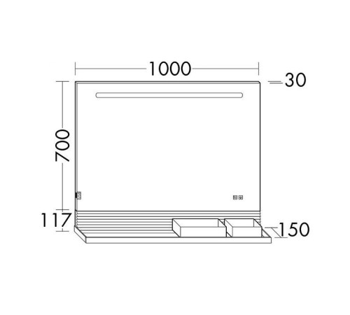 Зеркало Burgbad Fiumo 100x70 см с LED-подсветкой обогревом и ящиками SFXP100FOT2