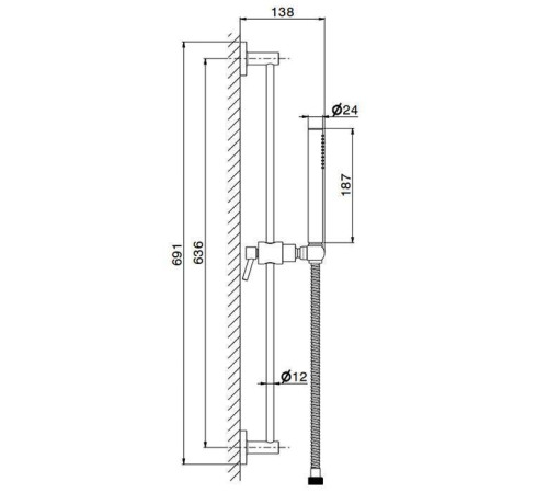Душевой гарнитур Newform XT штанга 69 см шланг 150 см хром 67556.21.018