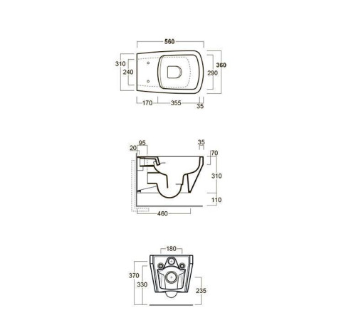 Унитаз подвесной SIMAS Baden Baden безободковый 56х36 см белый F85/BB18bi