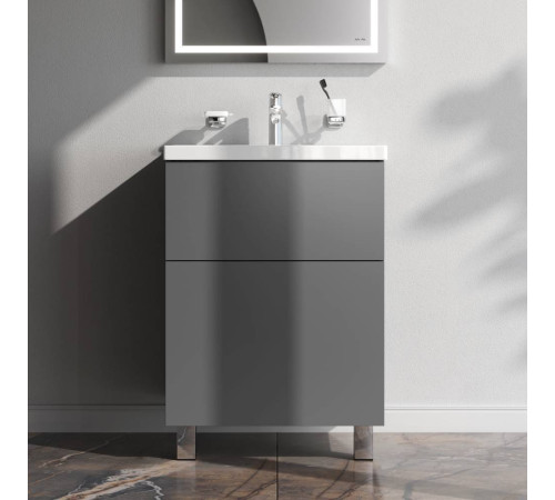 Тумба под раковину напольная AM.PM Gem 60 см 2 ящика графит матовый M90FSX06022GM32