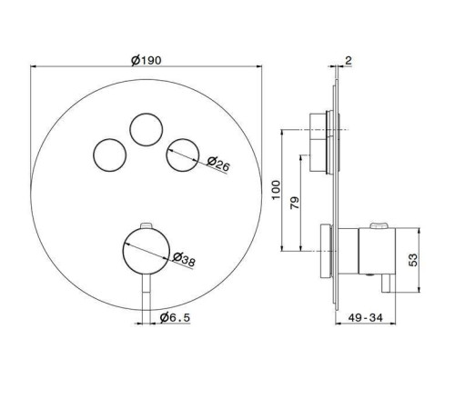 Смеситель для душа встраиваемый термостатический Newform X-STEEL 316 на 3 источника INOX 70427EX.50.050