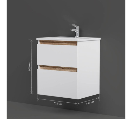 Тумба под раковину подвесная AM.PM X-Joy 55 см 2 ящика белый глянец M85AFHX0552WG