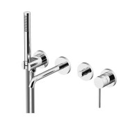 Смеситель для ванны встраиваемый на 4 отверстия Gattoni Circle Two с ручной лейкой хром 9105/91C0