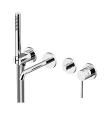 Смеситель для ванны встраиваемый на 4 отверстия Gattoni Circle Two с ручной лейкой хром 9105/91C0