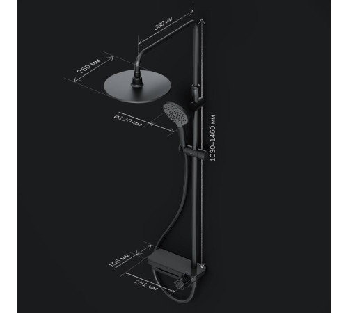 Душевая система AM.PM Like черный матовый F0780722