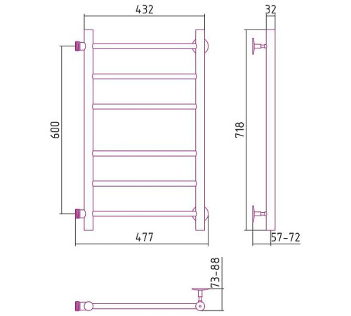 Полотенцесушитель водяной Стилье Версия-Б 40x60 см черный 17610-6040