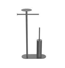 Стойка напольная Boheme Venturo ершик с держателем бумаги и полкой gun metall 10953-GM